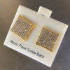 Big 17MM Kite Earrings Micro Pave 9 Rows Gold Finish Screw Back