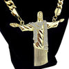 Big Christ The Redeemer 3.5" Pendant Gold Finish 30" Cuban Chain Necklace