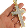 Big Cross Pendant Gold Finish Iced Micro Pave