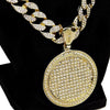 Big Gold Finish Iced Medallion Cuban Chain Necklace 24"