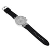 Big Hip Hop Watch Silver Tone Flooded Out Iced Bling Black Band