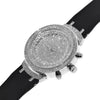 Big Hip Hop Watch Silver Tone Flooded Out Iced Bling Black Band