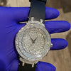 Big Hip Hop Watch Silver Tone Flooded Out Iced Bling Black Band