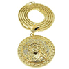 Big Jesus Medallion Gold Finish 36" Franco Chain Necklace