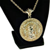Big Jesus Medallion Gold Finish Rope Chain Necklace Iced Flooded Out 4MM 30"