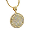 Big Medallion Round Iced Pendant Gold Finish 36" Franco Chain Necklace