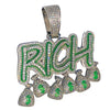 Big Rich Pendant 925 Silver Cash Money Bag CZ Glow In The Dark