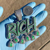Big Rich Pendant 925 Silver Cash Money Bag CZ Glow In The Dark