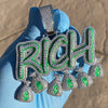 Big Rich Pendant 925 Silver Cash Money Bag CZ Glow In The Dark