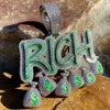 Big Rich Pendant 925 Silver Cash Money Bag CZ Glow In The Dark