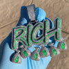 Big Rich Pendant 925 Silver Cash Money Bag CZ Glow In The Dark