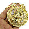 Big Round Jesus Medallion Pendant Gold Finish Herringbone Chain 5MM 30"