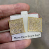 Big Square Earrings Iced Flooded Out Gold Finish Screw Back 22MM