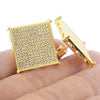 Big Square Earrings Iced Flooded Out Gold Finish Screw Back 22MM