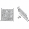 Big Square Earrings Iced Flooded Out Silver Tone Screw Back 22MM