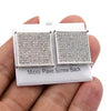 Big Square Earrings Iced Flooded Out Silver Tone Screw Back 22MM