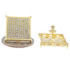 Big Square Iced Micro Pave Gold Finish 20MM Screw Back Earrings