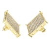 Big Square Iced Micro Pave Gold Finish 20MM Screw Back Earrings