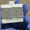 Big Square Iced Micro Pave Silver Tone 20MM Screw Back Earrings