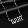 Birth Year Custom Name Pendant Iced Flooded Out Letters Personalized Chain Necklace