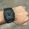 Black Big Square Iced Black Stones Flooded Out Watch