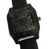 Black Big Square Iced Black Stones Flooded Out Watch