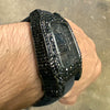 Black Big Square Iced Black Stones Flooded Out Watch