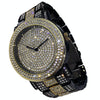 Black & Gold Finish Micro Pave Big Face Watch