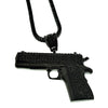 Black Gun Pistol 36" Franco Chain Necklace