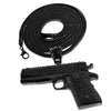 Black Gun Pistol 36" Franco Chain Necklace