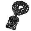 Black Jesus Piece Pendant Iced Flooded Out Rope Chain Necklace 30"