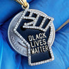 Black Lives Matter Fist Iced Pendant Gold Finish on St. Steel  Cuban Chain Necklace 24"