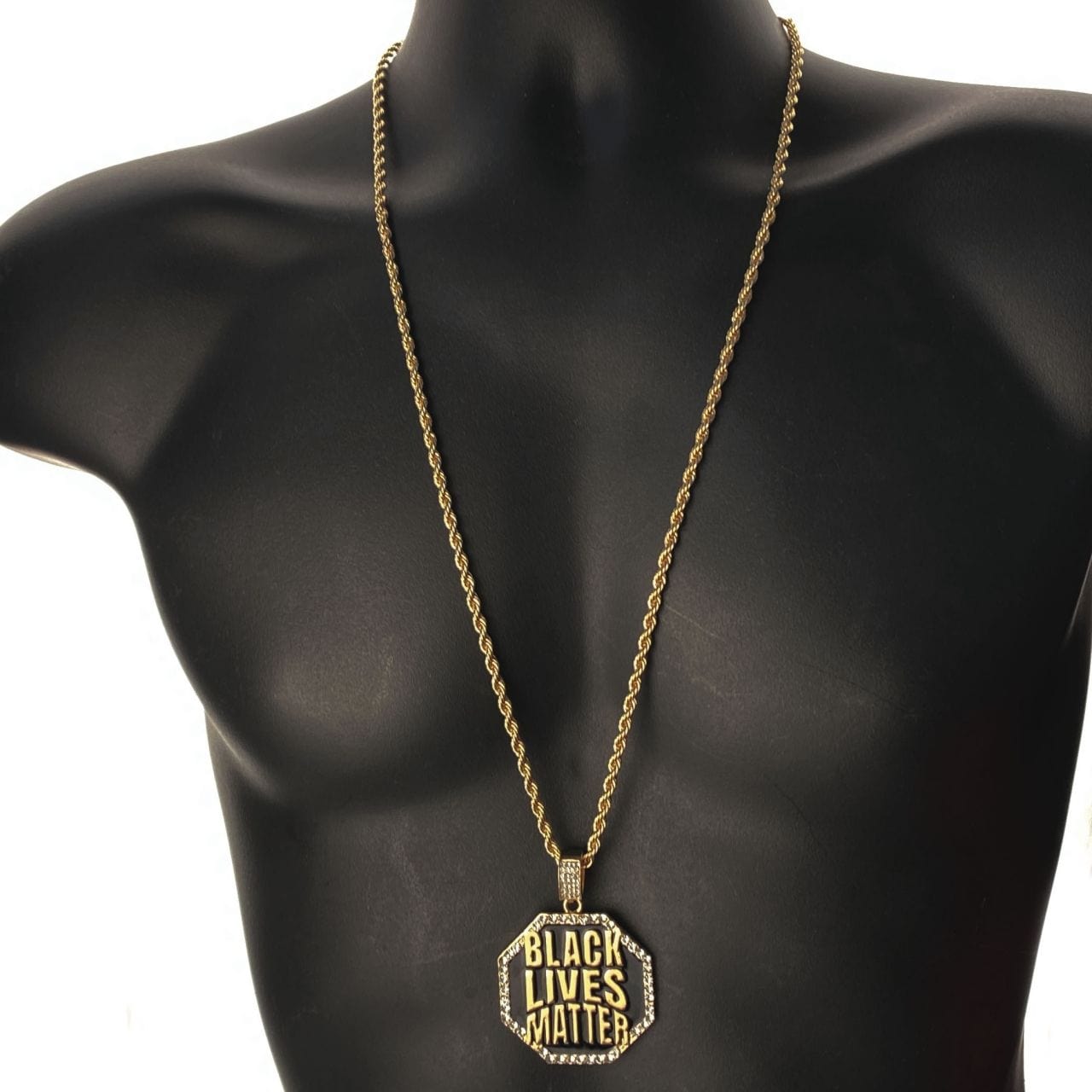 Black Lives Matter Octagon Gold Finish Rope Chain 30
