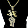 Black Lives Matter Raised Fist Gold Finish Rope Chain 30"