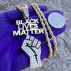 Black Lives Matter Raised Fist Gold Finish Rope Chain 30"