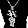 Black Lives Matter Raised Fist Silver Tone Rope Chain 24"