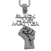 Black Lives Matter Raised Fist Silver Tone Rope Chain 24"