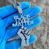 Black Lives Matter Raised Fist Silver Tone Rope Chain 24"