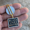 Black Lives Matter Rectangle Gold Finish Over Stainless Steel Cuban Chain Necklace 24"