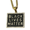 Black Lives Matter Rectangle Gold Finish Over Stainless Steel Cuban Chain Necklace 24"