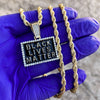Black Lives Matter Rectangle Gold Finish Rope Chain 24"