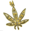 Black On Gold Finish Marijuana Weed Leaf Iced Pendant