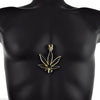 Black On Gold Finish Marijuana Weed Leaf Iced Pendant