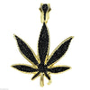 Black On Gold Finish Marijuana Weed Leaf Iced Pendant