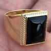 Black Onyx Stone Ring Gold Finish over 925 Sterling Silver