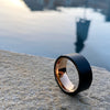 Black Tungsten Carbide Wedding Band Ring Rose Gold Plated Inside 10MM Wide