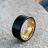 Black Tungsten Carbide Wedding Band Ring Rose Gold Plated Inside 10MM Wide