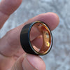 Black Tungsten Carbide Wedding Band Ring Rose Gold Plated Inside 10MM Wide