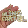 Bling Cartel Pendant Gold Plated Rope Chain Necklace 24"