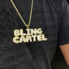 Bling Cartel Pendant Gold Plated Rope Chain Necklace 24"